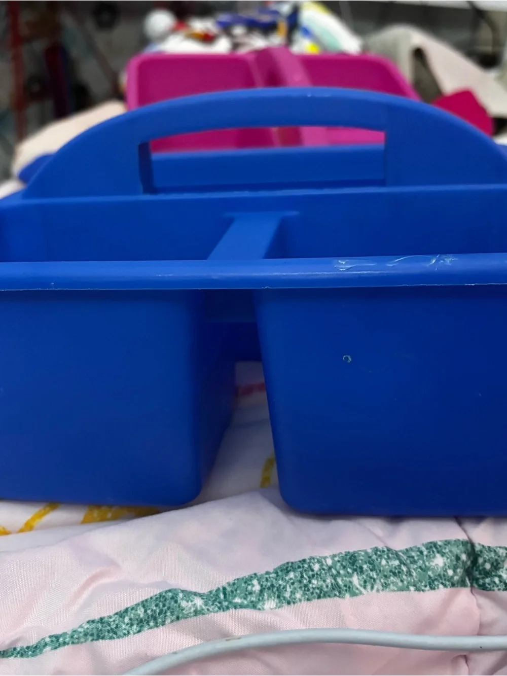 Blue & Pink Plastic Stackable Organizer Caddies